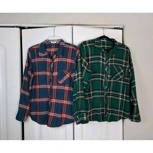 Maurice's Plaid Lot Of 2 Button Up Long Sleeve Shirts Women's XL Western Cowgirl